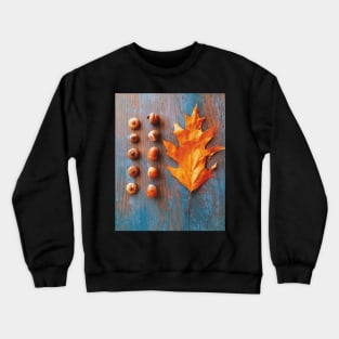 Oak Leaf and Acorns on Blue Vintage Table Crewneck Sweatshirt